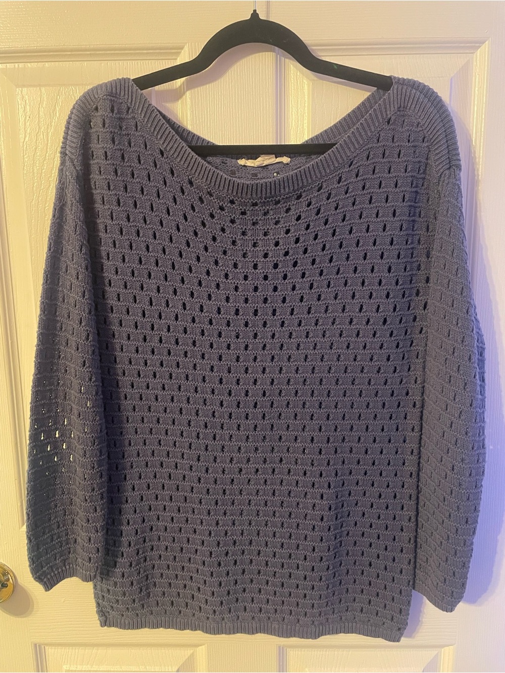 BCBGeneration Dark Lavender Open-Weave Scoop Neck Sweater